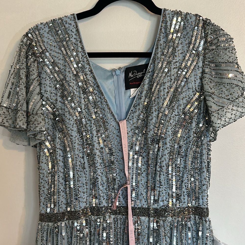 Adrianna Papell Ice Blue Silver Sequined Maxi Dress - Picture 7 of 12